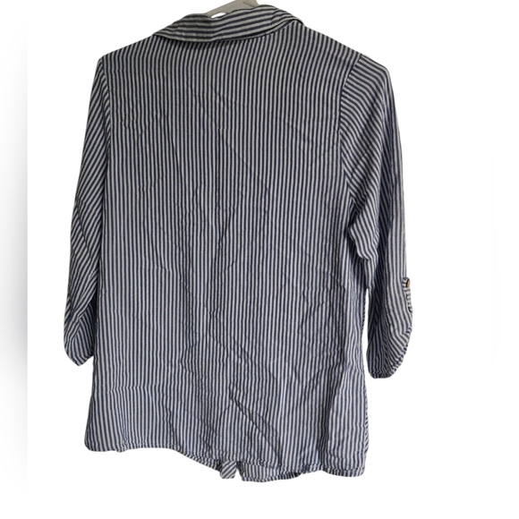 Naïf Blue And White Striped Button-Up Women's Top PL - Picture 2 of 4